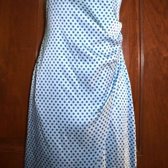 The Westside Blue Silk Polka Dot Midi Slip Dress Size Medium Adjustable Straps - Picture 8 of 15
